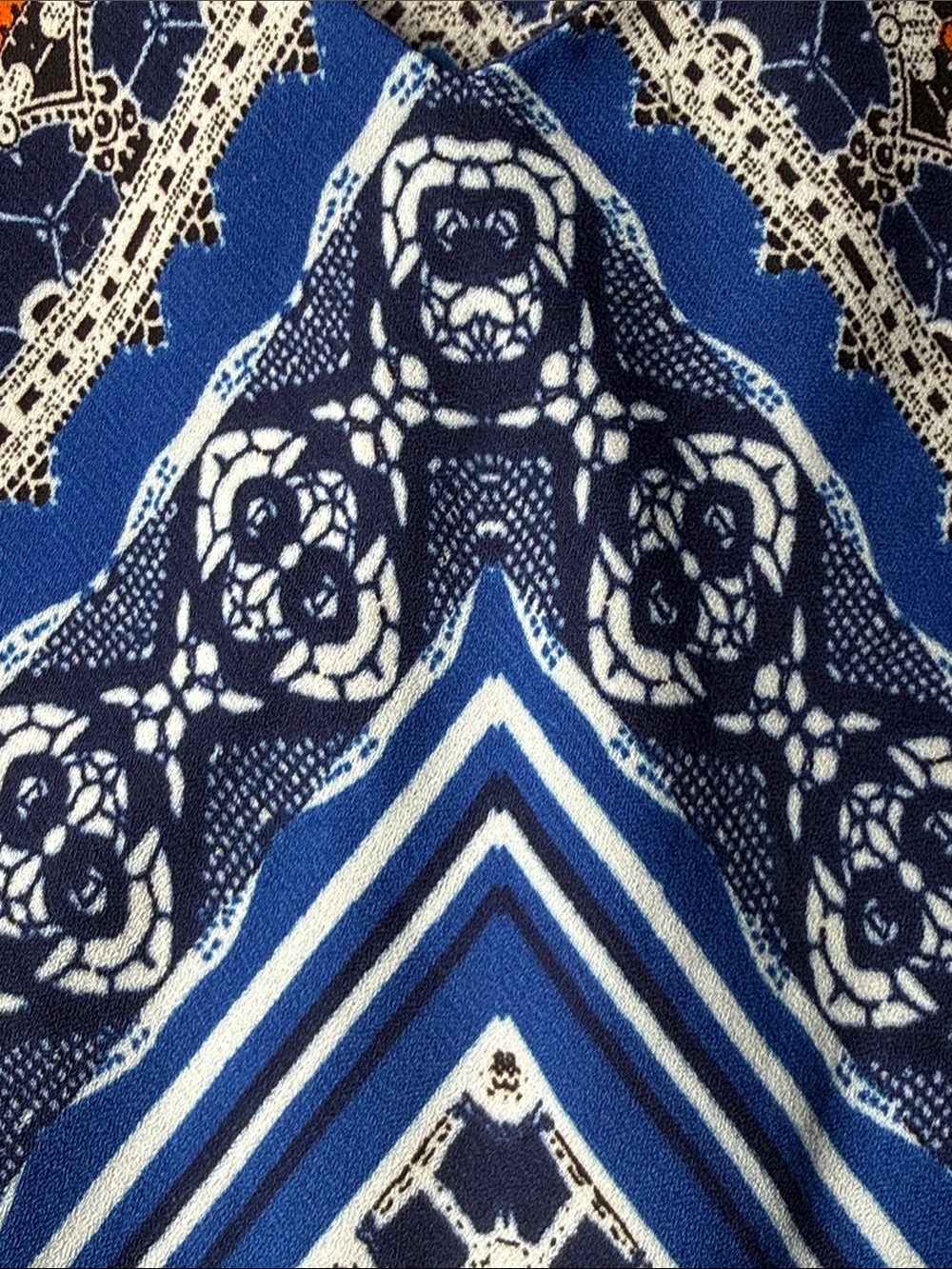 Boho Chevron Print Handkerchief Hem Tank Top - Blue/Multi women’s size small - Picture 5 of 14